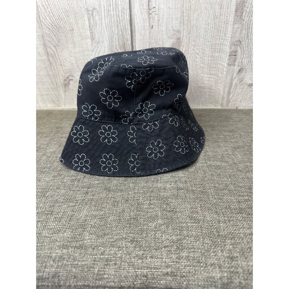 Art Class Black Embroidered Floral Bucket Hat 100% Cotton Lightweight All-Season - Picture 2 of 4